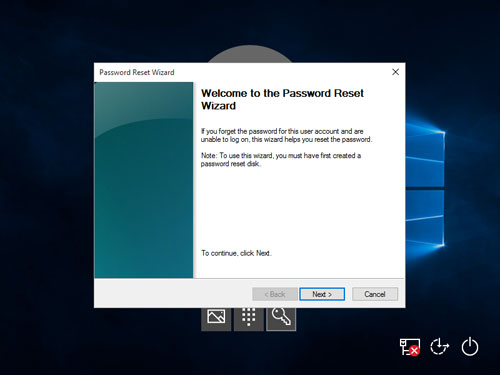 unblocking forgotten password wizard windows 10
